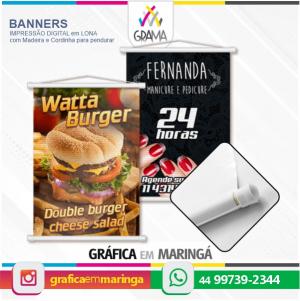 Banners Lona 280g  4x0 cor Brilho Madeira e Cordinha para pendurar 