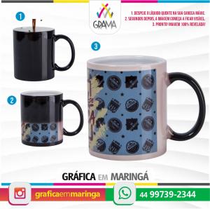 Caneca de Cerâmica Mágica Preta Brilho 325ml Porcelana 325ml Sublimação Brilho Personalização 