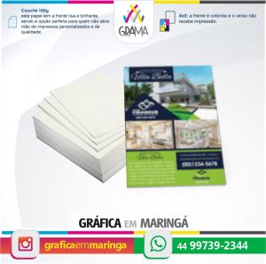 Flyers 10 x 14 cm 150g Impressão 1 lado Couchê 150g 10 x 14 cm 4x0 Sem verniz Corte Reto 