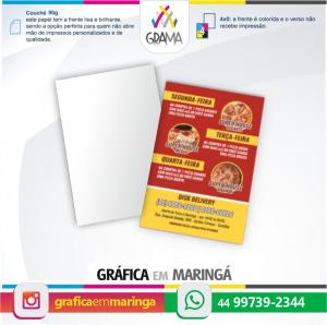 Flyers 10x14cm 90g Impressão 1 lado Couchê 90g 10x14cm 4x0 Sem verniz Corte Reto 