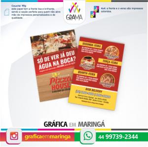 Flyers 10x14cm 90g Impressão 2 lados Couchê 90g 10x14cm 4x4 Sem verniz Corte Reto 