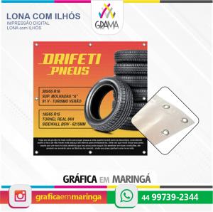 Lona com Ilhós Lona 280g  4x0 cor Brilho Ilhós e Bainha (lona reforçada nas laterais) 