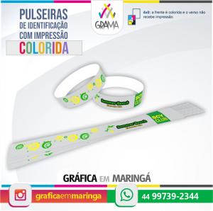 Pulseiras com Impressão COLORIDA Tyvek 25 x 1,88 cm 4x0 Sem revestimento  