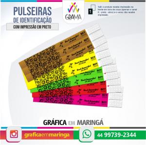 Pulseiras com Impressão Preto e Branco Tyvek 25 x 1,88 cm 1x0 Sem revestimento  